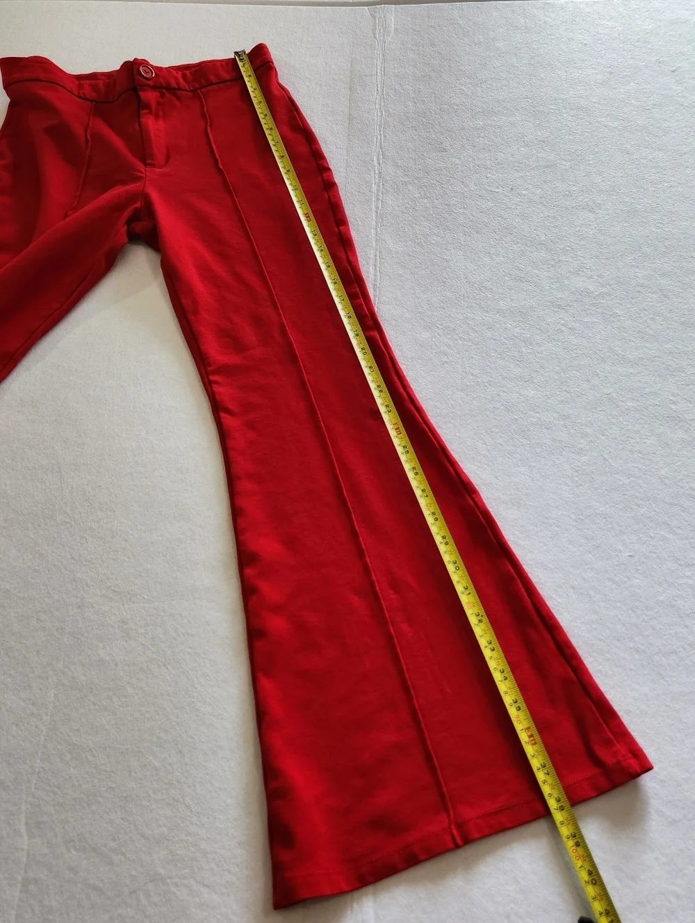 AKIRA Chicago Red Ponte High Waisted Flare Knit Pants Size Large